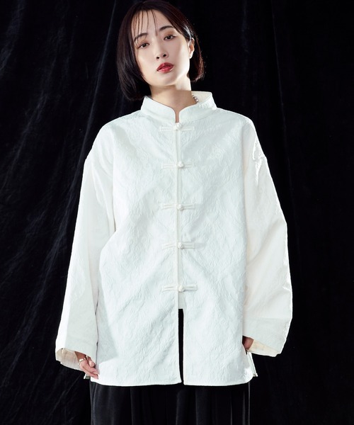 Ellno Loset（エルノロゼット）の「ジャガードオーバーチャイナシャツ 