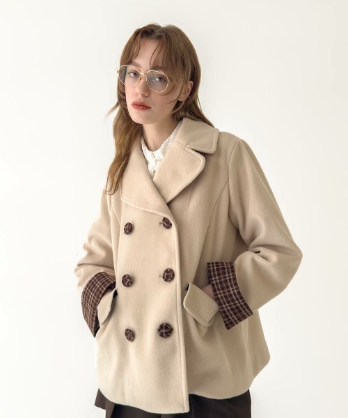 ダブル釦Ａラインピーコート/fint フィント