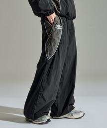 V12 ブラックパンツ 裾リブ付き antiqua 機能付き 裾リブスリットパンツ パンツ レディース