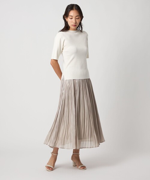 A DAY IN THE LIFE UNITED ARROWS(アデイインザライフユナイテッドアローズ)の「シャイニープリーツスカート ‐ウォッシャブル‐<A DAY IN THE LIFE>(スカート・レディース・ネイビー/ナチュラル・FREE)」の4枚目の写真