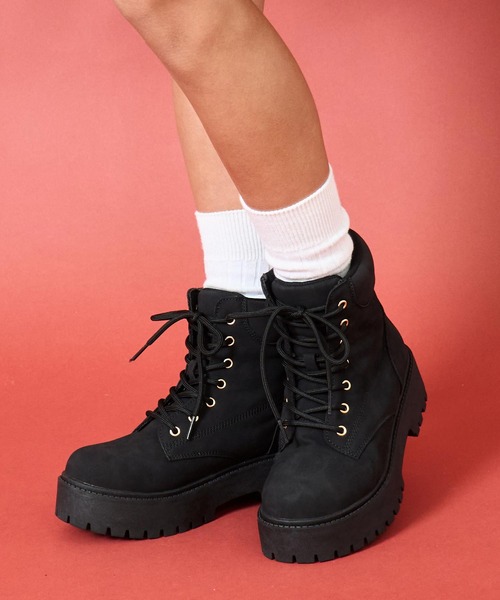 ANAP GiRL(アナップガール)の「ANAP R+S スピンドル ブーツ【ユニセックス】(ブーツ・キッズ・ブラック/ベージュ・M/S/L/XS)」の2枚目の写真