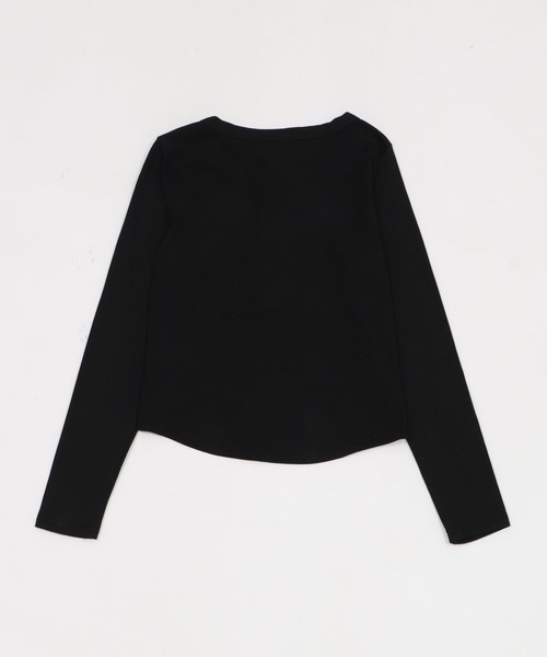 dispark（ディスパーク）の「DISPARK/【25年秋冬新作】キーネックロゴトップ（Tシャツ/カットソー・レディース・ブラック/チャコールグレー・FREE）」の3枚目の写真