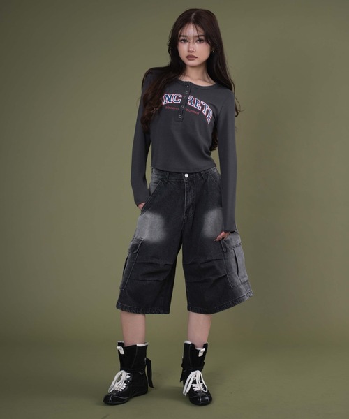 dispark（ディスパーク）の「DISPARK/キーネックロゴトップ（Tシャツ/カットソー・レディース・ブラック/チャコールグレー・FREE）」の9枚目の写真