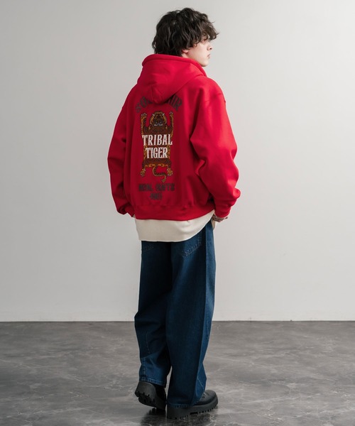 開志国際RED TIGERS 赤 ハーフジップジャケット【Sora】 KRIFF MAYER クリフメイヤー オーバーサイズスーベニア刺繍裏起毛長袖