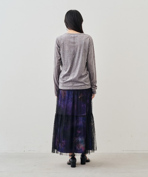 MEDE19F（メデジュウキュウ）の「ＭＥＤＥ１９Ｆ　クラッシュべロア調しなやかトップス（Tシャツ/カットソー・レディース・グレー/ベージュ/ホワイト・M/L/LL）」の9枚目の写真