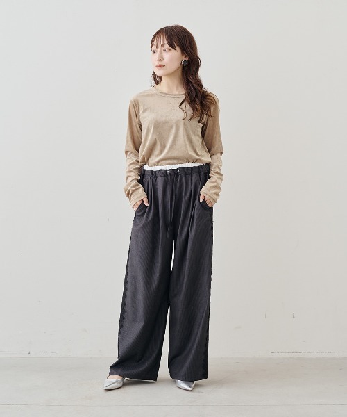 MEDE19F（メデジュウキュウ）の「ＭＥＤＥ１９Ｆ　クラッシュべロア調しなやかトップス（Tシャツ/カットソー・レディース・グレー/ベージュ/ホワイト・M/L/LL）」の15枚目の写真