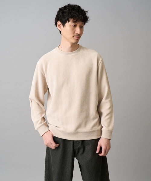 a.v.v(アーヴェヴェ)の「【イージーケア/毛玉になりにくい】ヘリンボーン起毛セミワイドシルエットプルオーバー【洗濯機で洗える】(スウェット・メンズ・オレンジ/ベージュ/ピンク/チャコールグレー/クリーム/アイボリー/ミント・48/46/50)」の2枚目の写真
