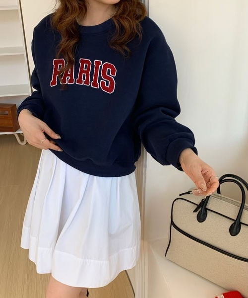 MAISON DE THERESE（メゾン ド テレーズ）の「刺繍入り オーバーサイズ ショートトレーナー（スウェット・レディース・ライトグレー/ネイビー/アイボリー/ブラック/グレー・M）」の14枚目の写真