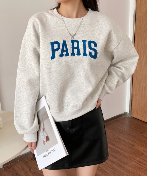 MAISON DE THERESE（メゾン ド テレーズ）の「刺繍入り オーバーサイズ ショートトレーナー（スウェット・レディース・ライトグレー/ネイビー/アイボリー/ブラック/グレー・M）」の19枚目の写真