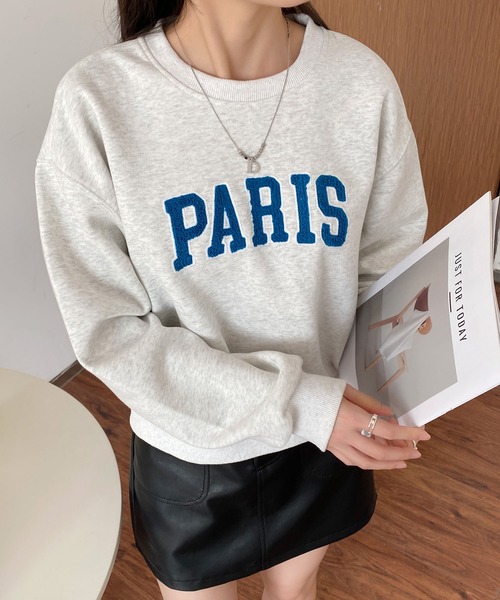 MAISON DE THERESE（メゾン ド テレーズ）の「刺繍入り オーバーサイズ ショートトレーナー（スウェット・レディース・ライトグレー/ネイビー/アイボリー/ブラック/グレー・M）」の20枚目の写真