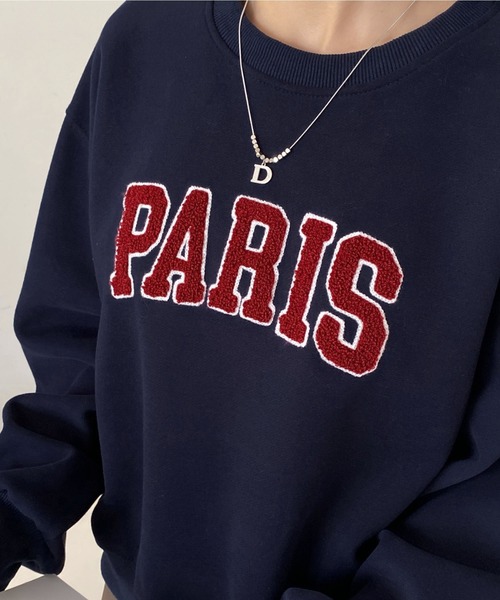 MAISON DE THERESE（メゾン ド テレーズ）の「刺繍入り オーバーサイズ ショートトレーナー（スウェット・レディース・ライトグレー/ネイビー/アイボリー/ブラック/グレー・M）」の16枚目の写真