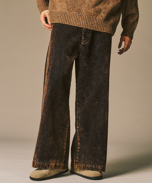 417 EDIFICE（フォーワンセブンエディフィス）の「ベロアデニム フレアワークパンツ（スラックス・メンズ・ブラック/ブラウン・SMALL/MEDIUM/LARGE）」の2枚目の写真