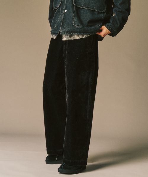 417 EDIFICE（フォーワンセブンエディフィス）の「ベロアデニム フレアワークパンツ（スラックス・メンズ・ブラック/ブラウン・SMALL/MEDIUM/LARGE）」の4枚目の写真