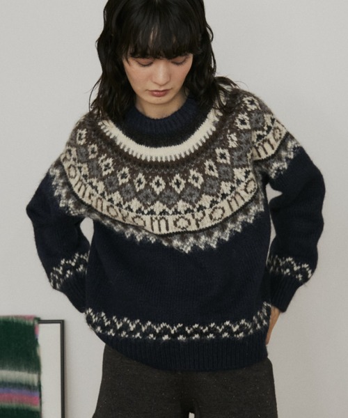 MERLOT（メルロー）の「ノルディックルーズニット（ニット/セーター・レディース・グレー/レッド/ネイビー・FREE）」の14枚目の写真
