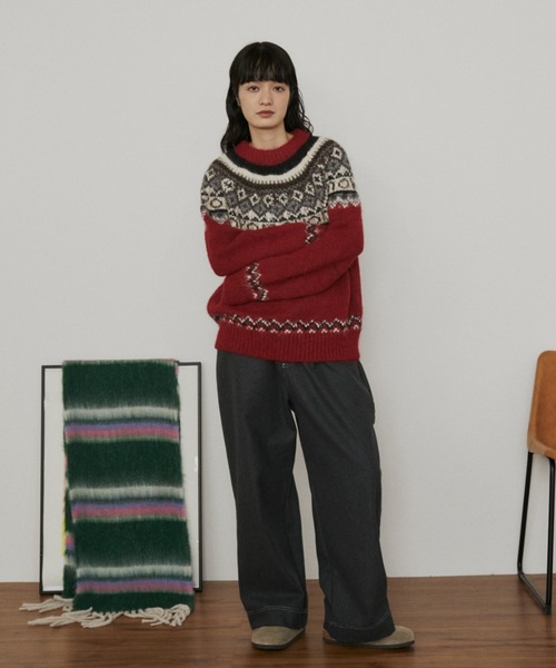 MERLOT（メルロー）の「ノルディックルーズニット（ニット/セーター・レディース・グレー/レッド/ネイビー・FREE）」の8枚目の写真