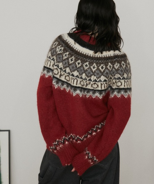 MERLOT（メルロー）の「ノルディックルーズニット（ニット/セーター・レディース・グレー/レッド/ネイビー・FREE）」の7枚目の写真