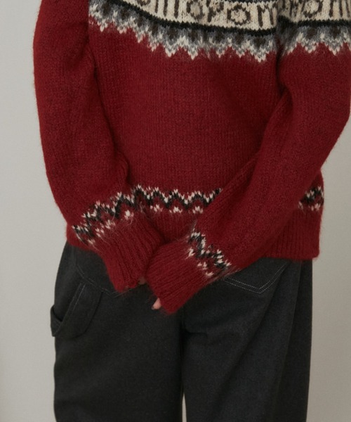 MERLOT（メルロー）の「ノルディックルーズニット（ニット/セーター・レディース・グレー/レッド/ネイビー・FREE）」の11枚目の写真