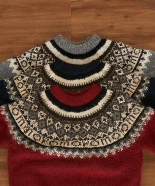 MERLOT（メルロー）の「ノルディックルーズニット（ニット/セーター・レディース・グレー/レッド/ネイビー・FREE）」の4枚目の写真