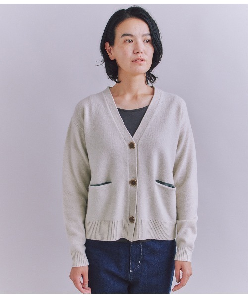 SIPULI(シプリ)の「Colorful Melange 配色ポケットニットカーディガン(ニット/セーター・レディース・イエロー/ダークブラウン/グレイッシュベージュ・2)」の5枚目の写真