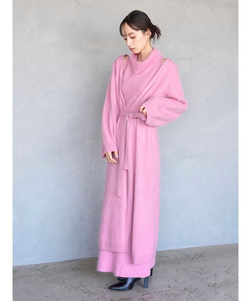 SNIDEL（スナイデル）の「【HIGH QUALITY】メリノウールニットロングコート（チェスターコート・レディース・オフホワイト/チャコールグレー/ピンク/ミント・F）」の16枚目の写真