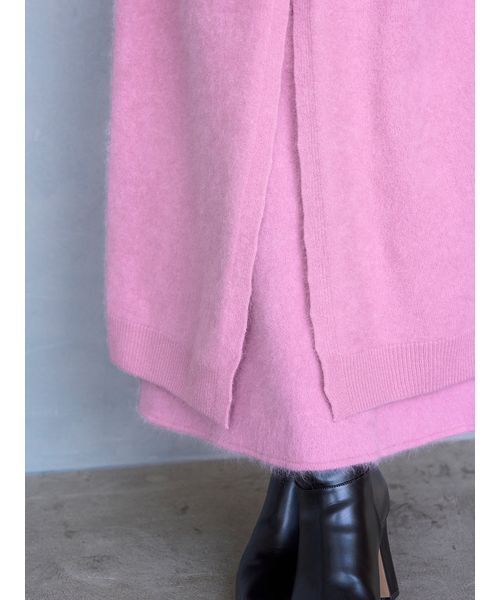 SNIDEL（スナイデル）の「【HIGH QUALITY】メリノウールニットロングコート（チェスターコート・レディース・オフホワイト/チャコールグレー/ピンク/ミント・F）」の18枚目の写真