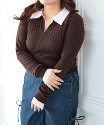 Sawa a la mode（サワアラモード）の「配色カラーニットプルオーバー【大きいサイズ対応】（ニット/セーター）」