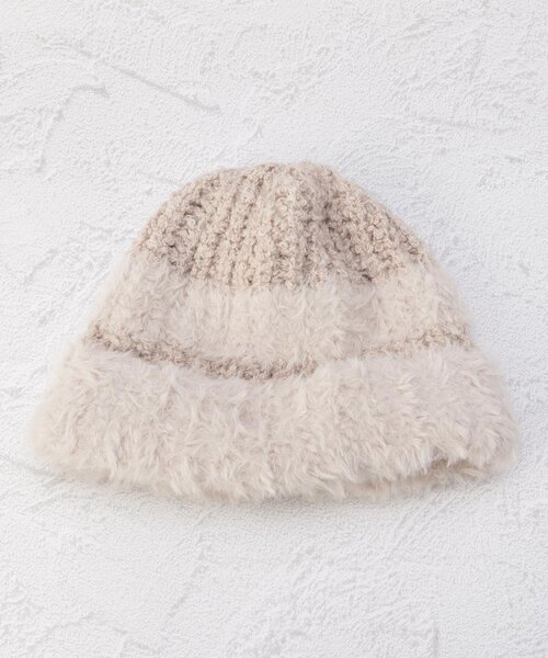 one'sterrace(ワンズテラス)の「【あったか】Kippis キッピス ファーヤーンニット帽(ニットキャップ/ビーニー・レディース・ホワイト系9/グレー系4・00)」の4枚目の写真
