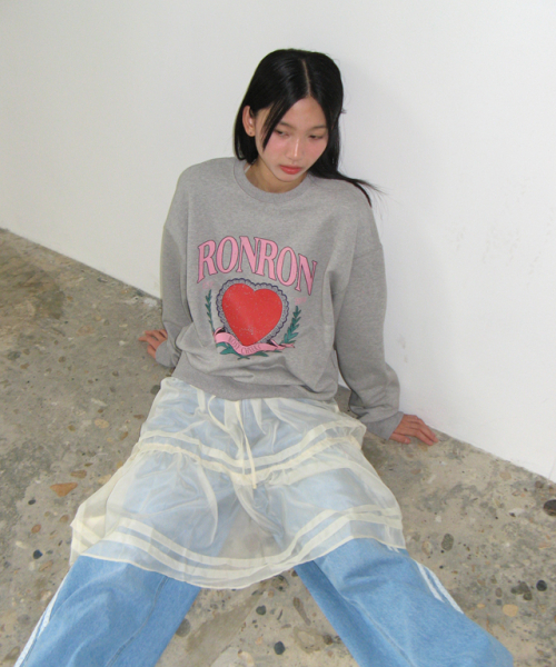 RONRON HEART LAUREL SWEATSHIRTS GREY（スウェット）｜RONRON