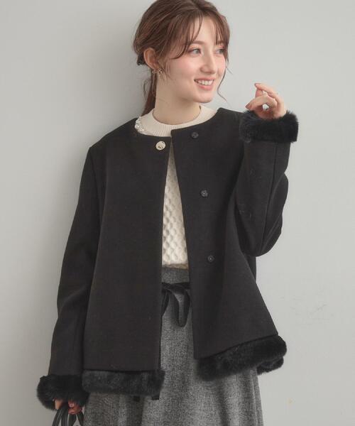 ルフィル　ケープ風ショートコート LOULOU WILLOUGHBY】シャルムビーバーケープ風コート|allureville