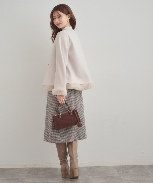 大人レディ・フェイクファー取り外し可能】ケープ風ショートコート