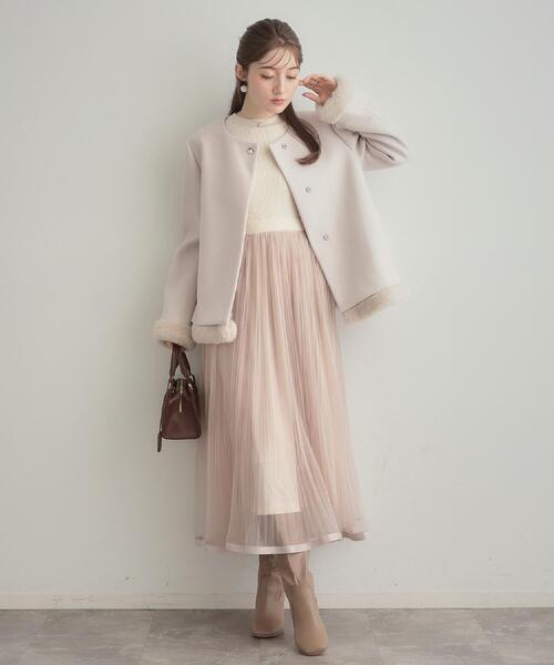 セール】【大人レディ・フェイクファー取り外し可能】ケープ風ショート