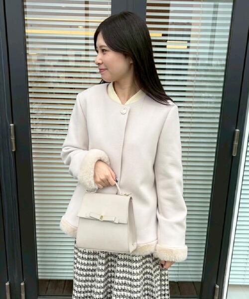 大人レディ・フェイクファー取り外し可能】ケープ風ショートコート