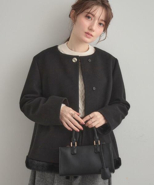 セール】【大人レディ・フェイクファー取り外し可能】ケープ風ショート