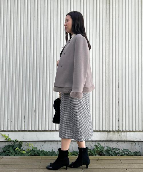 大人レディ・フェイクファー取り外し可能】ケープ風ショートコート