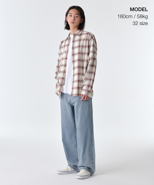 MUSINSA STANDARD（ムシンサスタンダード）の「リネンライクワイドデニムパンツ[スカイブルー]（デニムパンツ・メンズ・その他・26/27/28/29/30/31/32/38/42/40/36/34/33）」の3枚目の写真