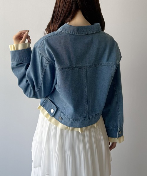mipiarl(ミピアール)の「ヘムフリルデニムジャケット(デニムジャケット・レディース・ネイビー/ライトブルー・LARGE/MEDIUM/SMALL)」の11枚目の写真