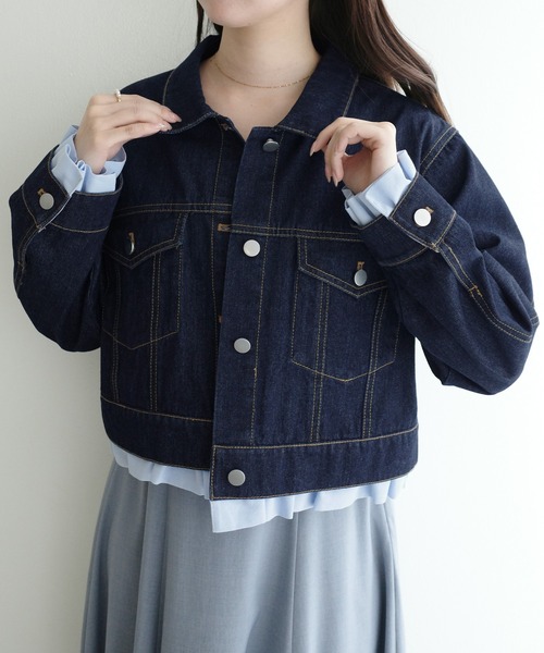 mipiarl(ミピアール)の「ヘムフリルデニムジャケット(デニムジャケット・レディース・ネイビー/ライトブルー・LARGE/MEDIUM/SMALL)」の8枚目の写真