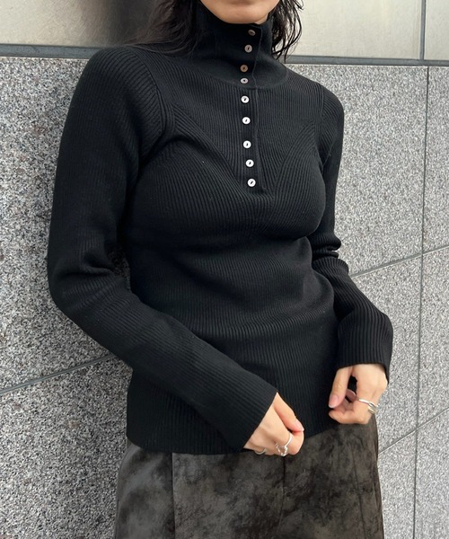 UND HIGH NECK BUTTON KNIT TOP（ニット/セーター）｜Ameri（アメリ