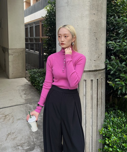 UND HIGH NECK BUTTON KNIT TOP（ニット/セーター）｜Ameri（アメリ