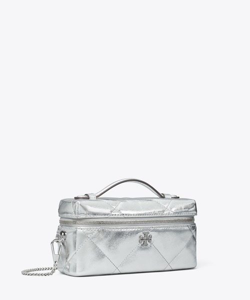 TORY BURCH(トリーバーチ)の「キラ ダイヤモンドキルト メタリック ヴァニティケース(ショルダーバッグ・レディース・シルバー・ONE SIZE)」の1枚目の写真