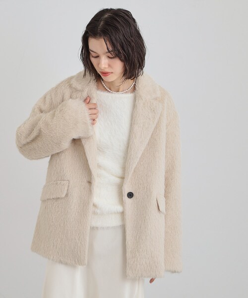 THE SHOP TK （ザ ショップ ティーケー ）の「纏うだけで大人上品 シャギーチェスターハーフコート（チェスターコート・レディース・チャコールグレー/ライトベージュ・12/13）」の16枚目の写真