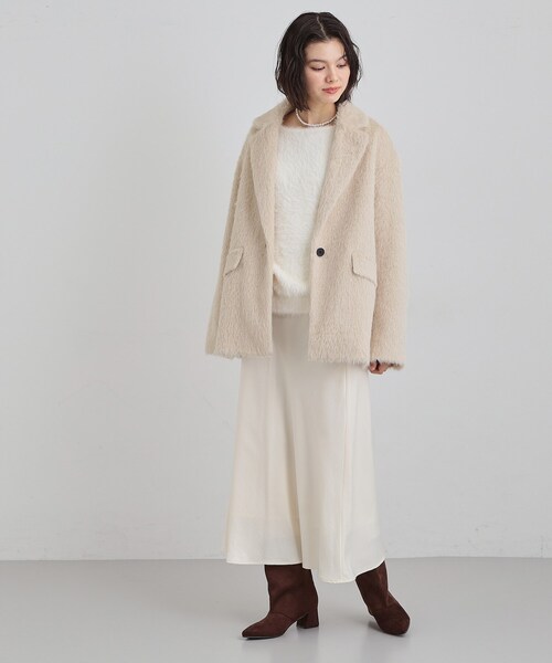 THE SHOP TK （ザ ショップ ティーケー ）の「纏うだけで大人上品 シャギーチェスターハーフコート（チェスターコート・レディース・チャコールグレー/ライトベージュ・12/13）」の18枚目の写真