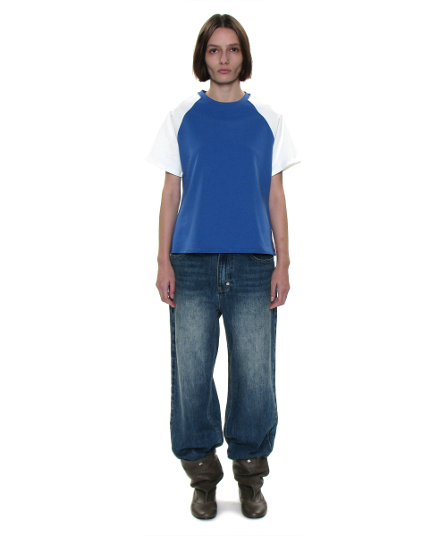 PARTIMENTO WOMEN（パルティメントウィメン）の「PWC カラーブロック オーバーサイズ エブリデイ Tシャツ_ブルー（Tシャツ/カットソー・レディース・その他・SMALL/MEDIUM）」の2枚目の写真