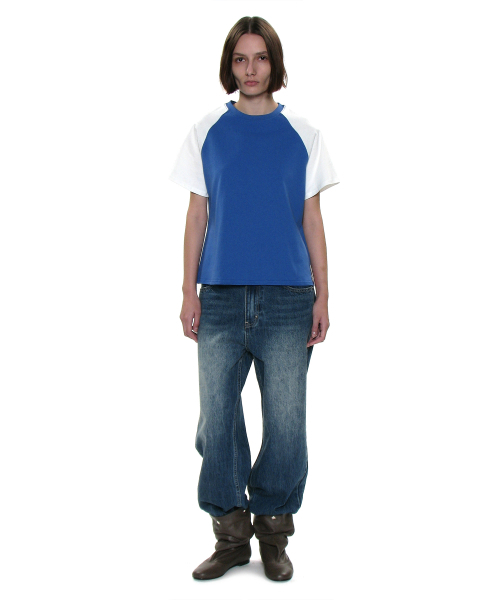 PARTIMENTO WOMEN（パルティメントウィメン）の「PWC カラーブロック オーバーサイズ エブリデイ Tシャツ_ブルー（Tシャツ/カットソー・レディース・その他・SMALL/MEDIUM）」の5枚目の写真