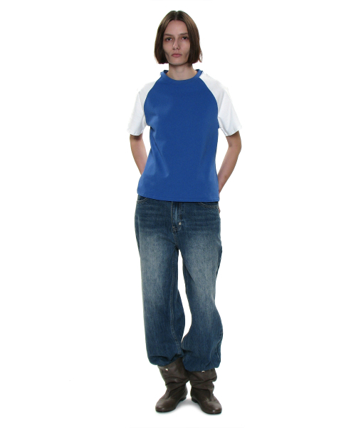 PARTIMENTO WOMEN（パルティメントウィメン）の「PWC カラーブロック オーバーサイズ エブリデイ Tシャツ_ブルー（Tシャツ/カットソー・レディース・その他・SMALL/MEDIUM）」の6枚目の写真