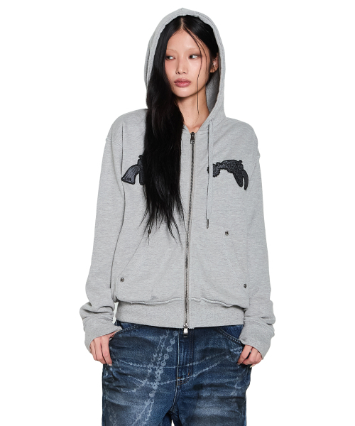 AAKAM(アーカム)の「Gun Wappen Zip-Up Hoodie (Gray)(パーカー・レディース・その他・2/1)」の4枚目の写真