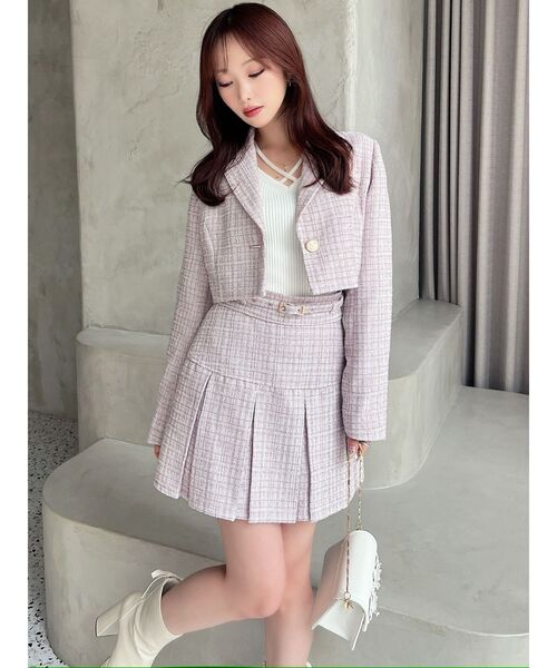 RESEXXY（リゼクシー）の「ツイードクロップドジャケット【セットアップ着用可能】（その他アウター・レディース・ピンク/アイボリー/ブルー・FREE）」の9枚目の写真