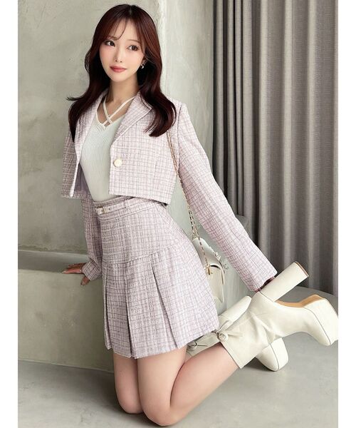 RESEXXY（リゼクシー）の「ツイードクロップドジャケット【セットアップ着用可能】（その他アウター・レディース・ピンク/アイボリー/ブルー・FREE）」の10枚目の写真