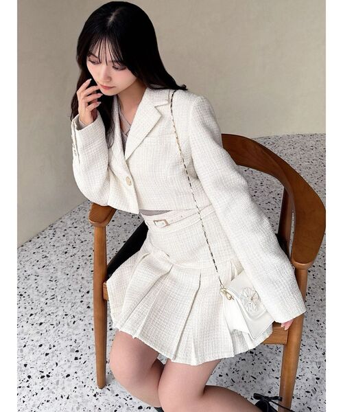 RESEXXY（リゼクシー）の「ツイードクロップドジャケット【セットアップ着用可能】（その他アウター・レディース・ピンク/アイボリー/ブルー・FREE）」の11枚目の写真