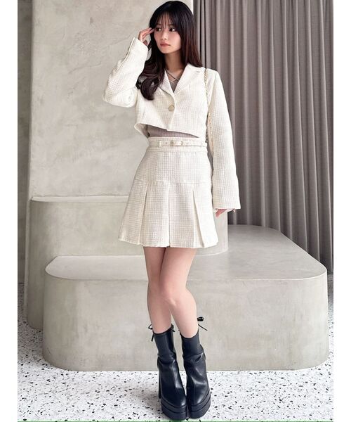 RESEXXY（リゼクシー）の「ツイードクロップドジャケット【セットアップ着用可能】（その他アウター・レディース・ピンク/アイボリー/ブルー・FREE）」の13枚目の写真